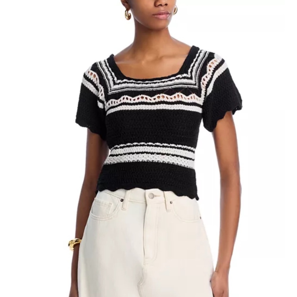 Vintage Havana Crochet Square Neck Top